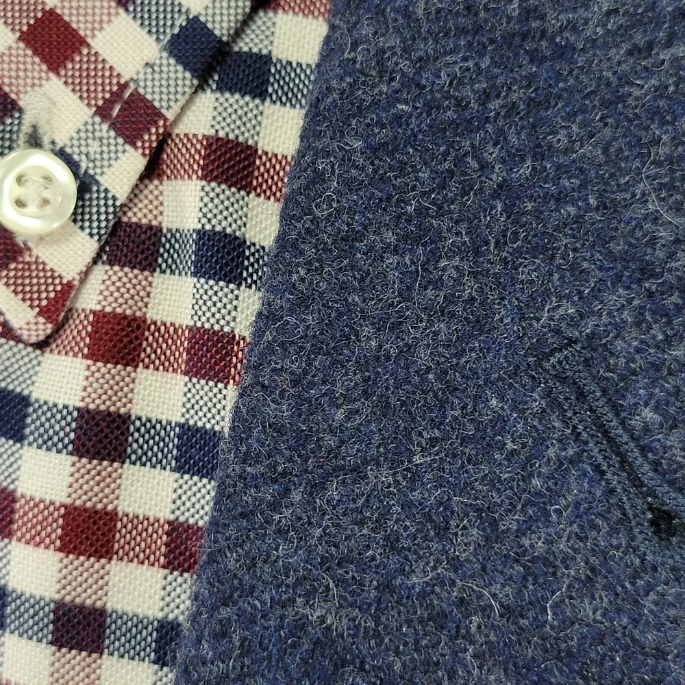 J.Crew‎ Men's Tweed Sport Coat Blazer Two Button Twill Navy Wool Blend 44R